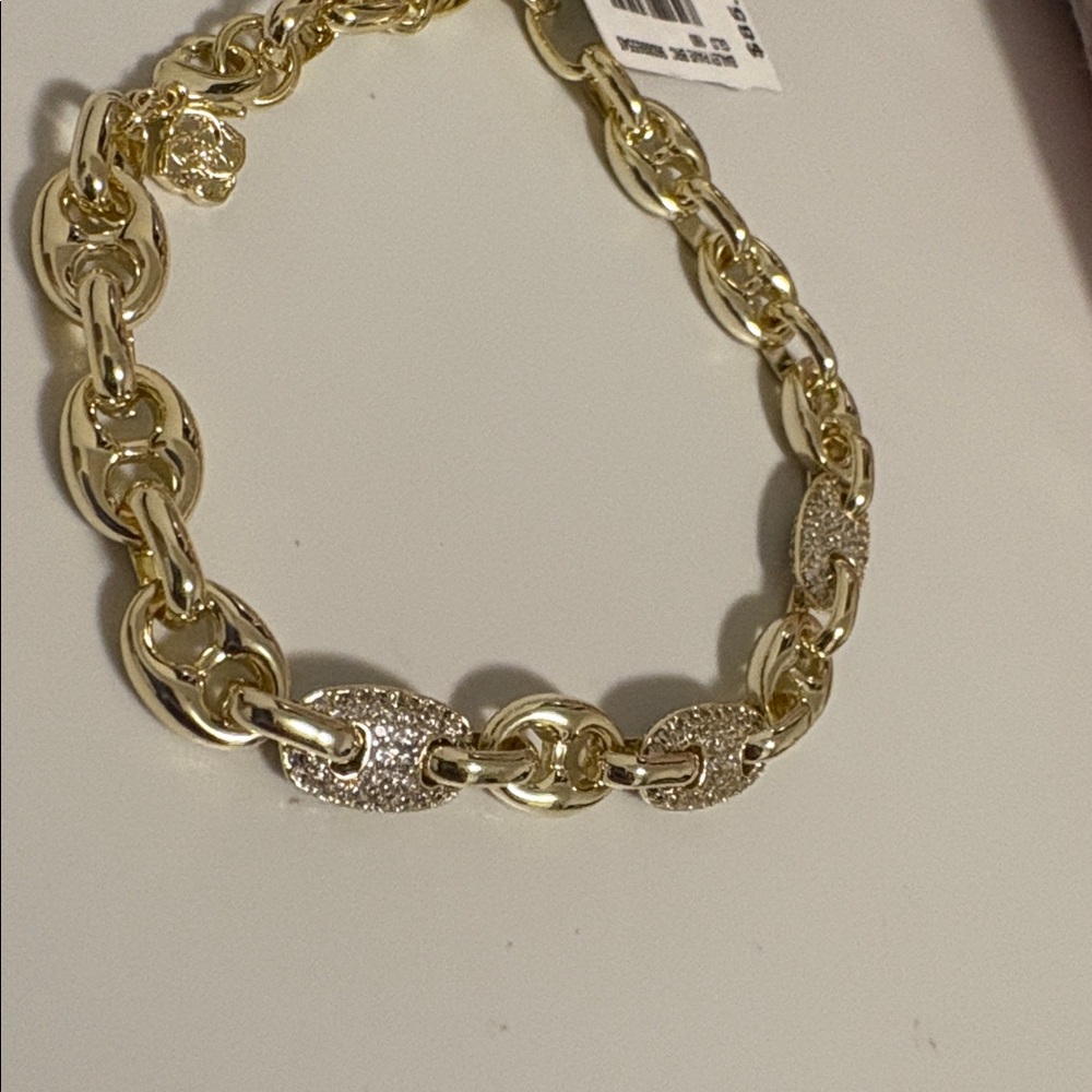 NWT Lot of 2x [Kendra Scott] Bailey Gold Pave Chain Bracelet & Huggie Earrings - Picture 8 of 11